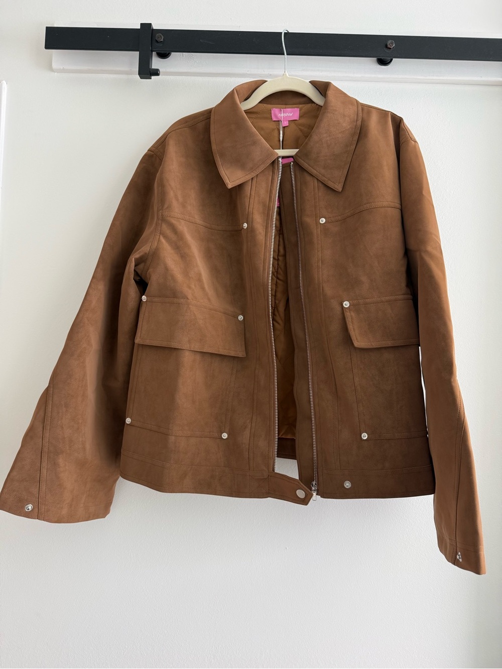 Edikted Brown Suede Zip-Front Jacket NWT